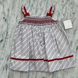 New Dani by Sarah Louise Polka Dot Smocked Sundress Red, White, and Blue